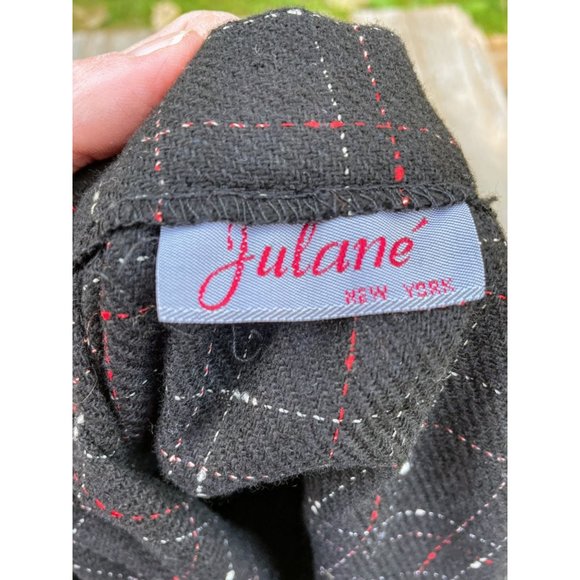 Vintage 1980s Black abstract Plaid Wool Blend Skirt - Picture 2 of 10